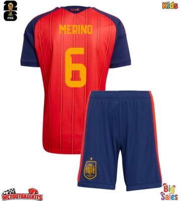 Spain Mikel Merino #6 Replica Home Stadium Kit for Kids World Cup 2026 Short Sleeve (+ pants)